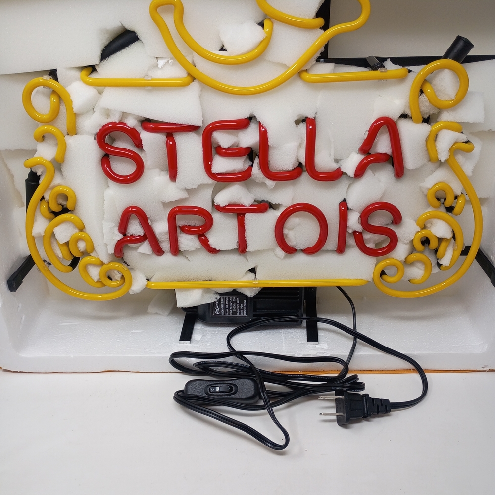 Stella Artois Red and Yellow Neon Sign - Branded Bar Display